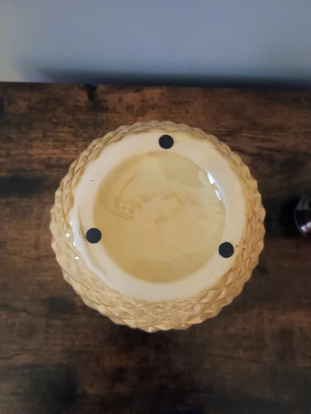 Ceramic Pineapple Accent in Cream with Silver Top